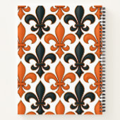Orangefarbenes Fleur-de-lis-Muster Notizblock (Rückseite)
