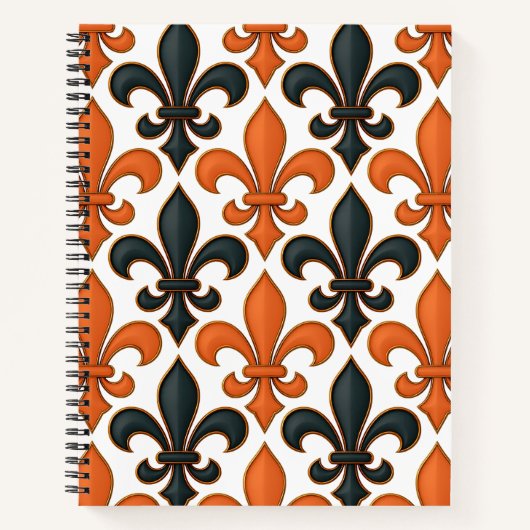Orangefarbenes Fleur-de-lis-Muster Notizblock (Vorderseite)