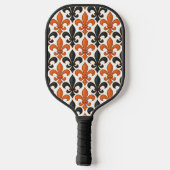 Orangefarbenes Fleur-de-lis-Muster Pickleball Schläger (Rückseite)