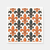 Orangefarbenes Fleur-de-lis-Muster Serviette (Vorderseite)