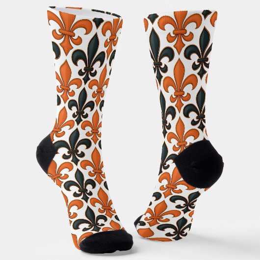 Orangefarbenes Fleur-de-lis-Muster Socken