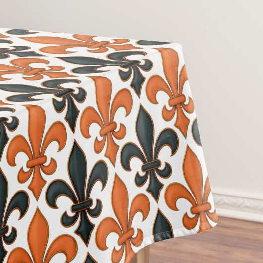 Orangefarbenes Fleur-de-lis-Muster Tischdecke