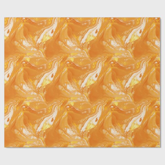 Orangefarbenes Flüssigsmuster Geschenkpapier (Flach)