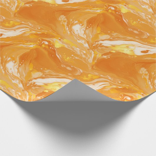 Orangefarbenes Flüssigsmuster Geschenkpapier (Ecke)