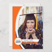 Orangefarbenes Foto Abschluss Einladung (Vorderseite)