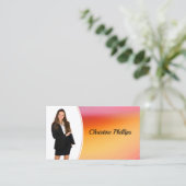 Orangefarbenes Foto Beruflich Visitenkarte (Stehend Vorderseite)