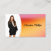 Orangefarbenes Foto Beruflich Visitenkarte (Vorderseite)