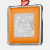 Orangefarbenes Foto Silbernes Ornament (Links)