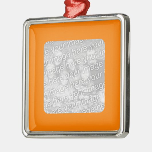 Orangefarbenes Foto Silbernes Ornament (Links)