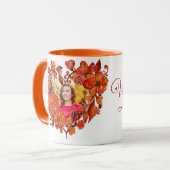 Orangefarbenes Foto Tasse (Vorderseite Links)