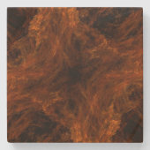 Orangefarbenes Fraktal Square Stone Untersetzer (Vorderseite)