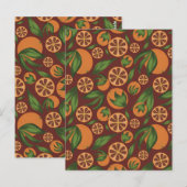 Orangefarbenes Fruchtmuster Postkarte (Vorne/Hinten)
