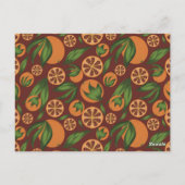 Orangefarbenes Fruchtmuster Postkarte (Rückseite)