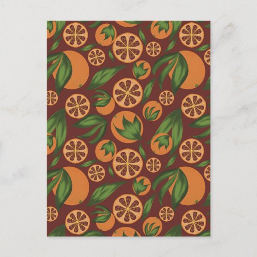 Orangefarbenes Fruchtmuster Postkarte (Vorderseite)