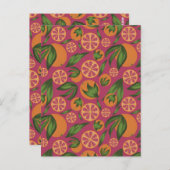 Orangefarbenes Fruchtmuster Postkarte (Vorne/Hinten)