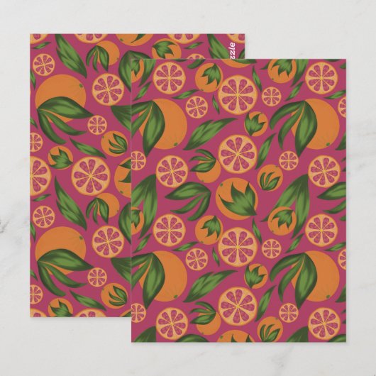 Orangefarbenes Fruchtmuster Postkarte (Vorne/Hinten)