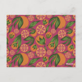Orangefarbenes Fruchtmuster Postkarte (Rückseite)