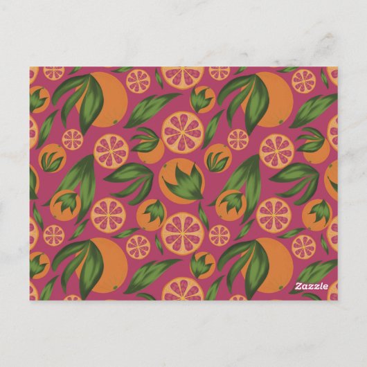 Orangefarbenes Fruchtmuster Postkarte (Rückseite)