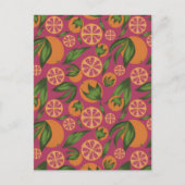 Orangefarbenes Fruchtmuster Postkarte (Vorderseite)