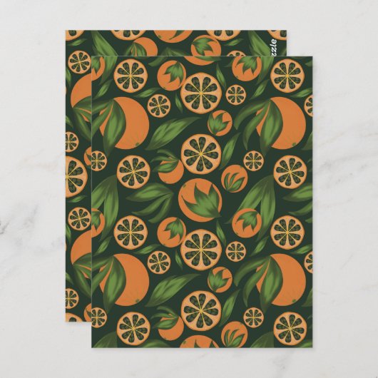 Orangefarbenes Fruchtmuster Postkarte (Vorne/Hinten)