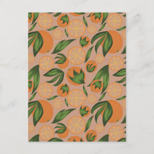Orangefarbenes Fruchtmuster Postkarte