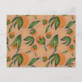 Orangefarbenes Fruchtmuster Postkarte (Rückseite)