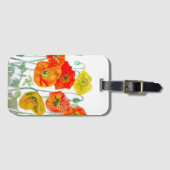 Orangefarbenes, gelbes Mohn Wasserfarbkissen Weiß Gepäckanhänger (Vorderseite (Horizontal))