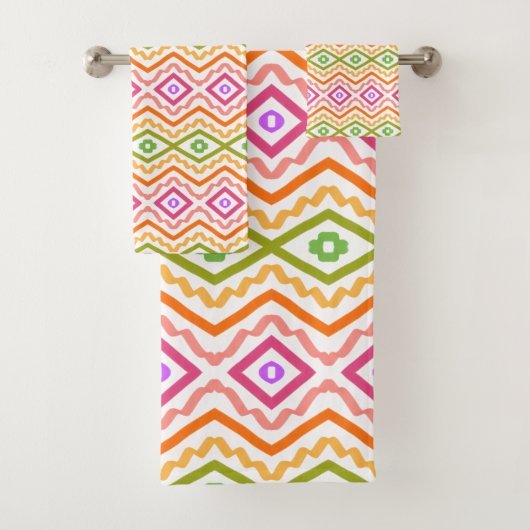 Orangefarbenes Gemustertes Badetuch Set (Insitu)