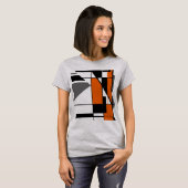 Orangefarbenes, geometrisches Mosaik-MCM-Look T-Shirt (Vorne ganz)