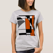 Orangefarbenes, geometrisches Mosaik-MCM-Look T-Shirt (Vorderseite)
