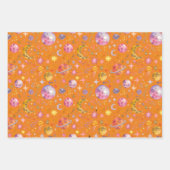 Orangefarbenes Geschenk für Kinder im Weltraum Geschenkpapier Set (Vorderseite)