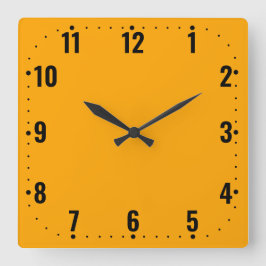 Orangefarbenes Gesicht mit Zahlen - brüchig Quadratische Wanduhr