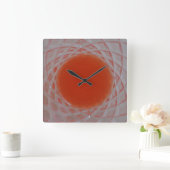 Orangefarbenes Glas Quadratische Wanduhr (Zuhause)