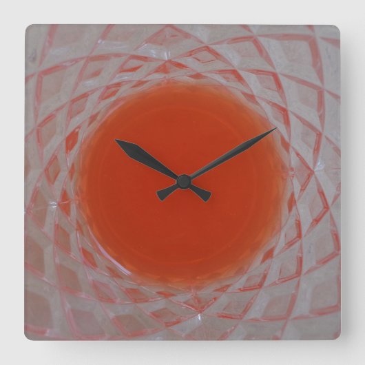 Orangefarbenes Glas Quadratische Wanduhr (Vorderseite)