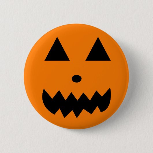Orangefarbenes Halloween-Kürbis Button (Vorderseite)