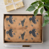 Orangefarbenes Herbst-Holzgeländer-Muster und Voge Seidenpapier (Geschenk)