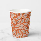 Orangefarbenes Herbstlaub- und Acornmuster Pappbecher (Links)