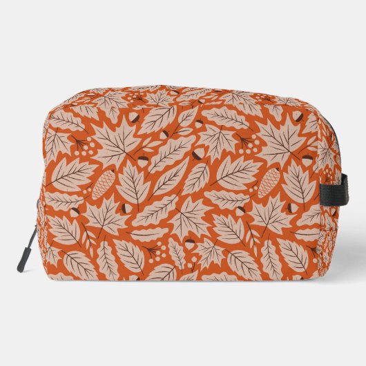 Orangefarbenes Herbstlaub- und Acornmuster Waschbeutel (Rückseite)