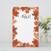 Orangefarbenes Hibiskus Mit Monogramm weißes Papie Briefpapier (Stehend Vorderseite)