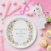 Orangefarbenes Hochzeitspapier Teller (Party)