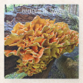 Orangefarbenes Huhn im Wald Pilz Glasuntersetzer (Vorderseite)