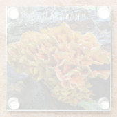 Orangefarbenes Huhn im Wald Pilz Glasuntersetzer (Rückseite)