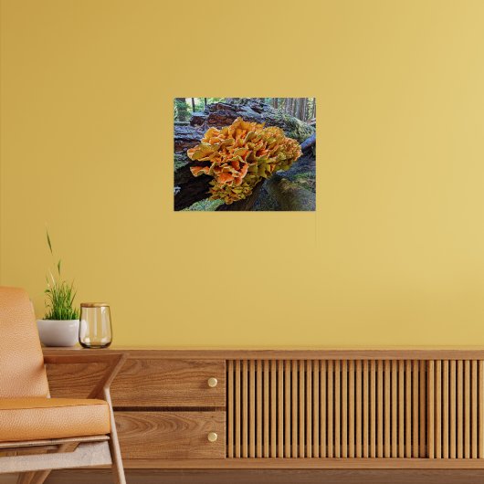 Orangefarbenes Huhn im Wald Pilz Poster (Wohnzimmer 2)