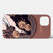 Orangefarbenes Jugendstil Case-Mate iPhone Hülle (Rückseite (Horizontal))
