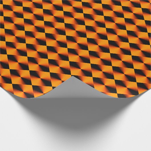 Orangefarbenes Kariertes Muster Geschenkpapier (Ecke)