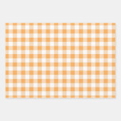 Orangefarbenes Kariertes Muster Geschenkpapier Set (Vorderseite)