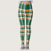 Orangefarbenes kariertes Muster Leggings (Vorderseite)