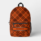 Orangefarbenes Kariertes Muster Moderner maskulina Bedruckter Rucksack (Vorderseite)
