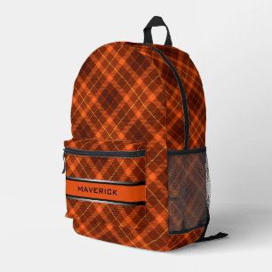 Orangefarbenes Kariertes Muster Moderner maskulina Bedruckter Rucksack