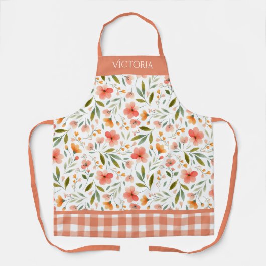 Orangefarbenes Kariertes Wasser Modernes Personali Schürze (Vorderseite)